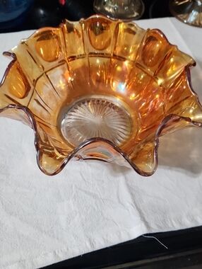 Vintage Imperial Glass Marigold Iridescent Carnival Glass Bowl